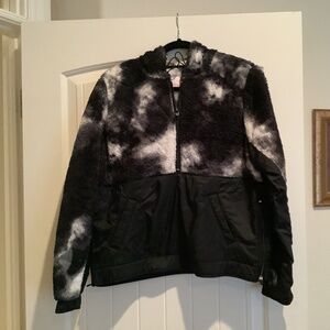 Plush and Fabric Pullover Jacket